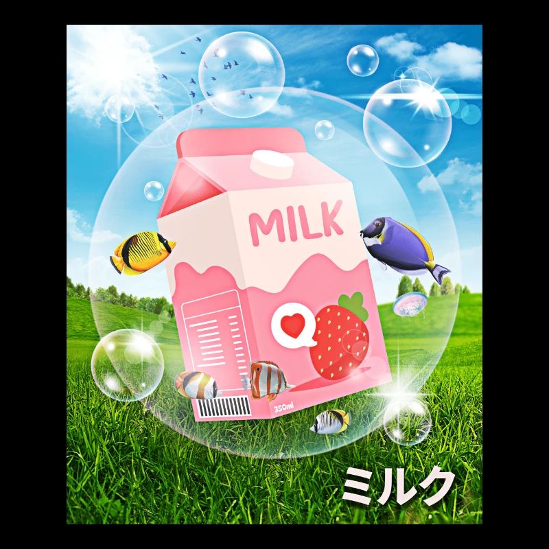 Frutiger Aero Aesthetic Tech Kawaii Strawberry Milk