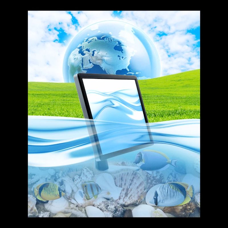 Frutiger Aero Aesthetic Tech Moniteur de poissons aquatiques