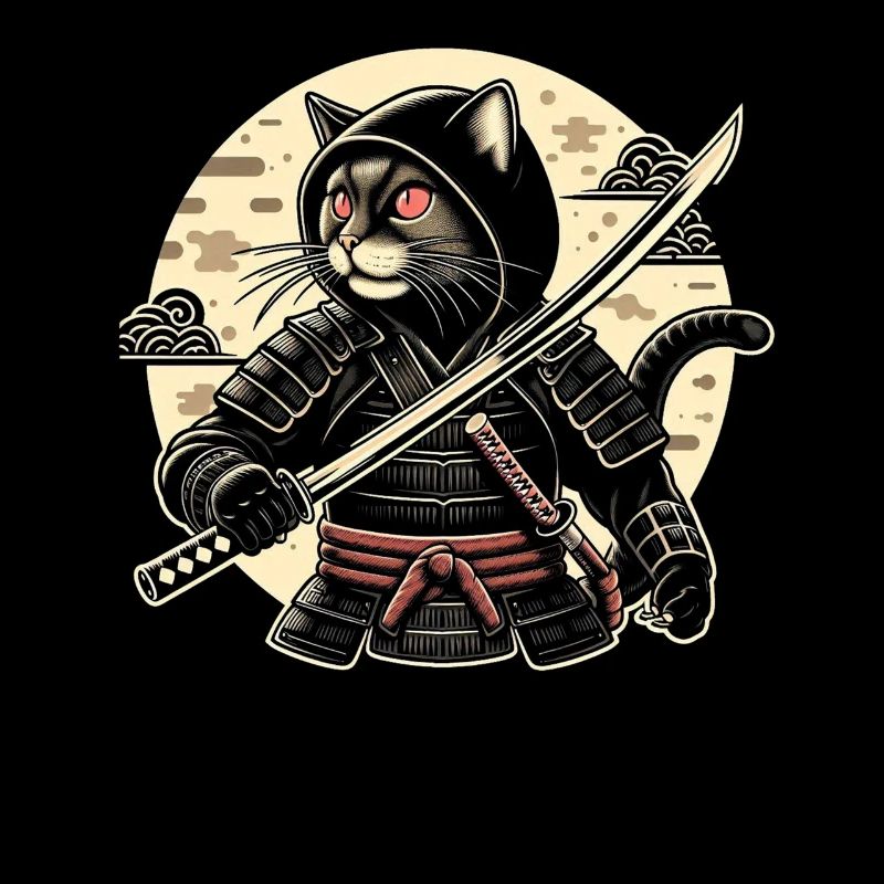 Ninja Cat Japanese Samurai Japan Kawaii Warrior