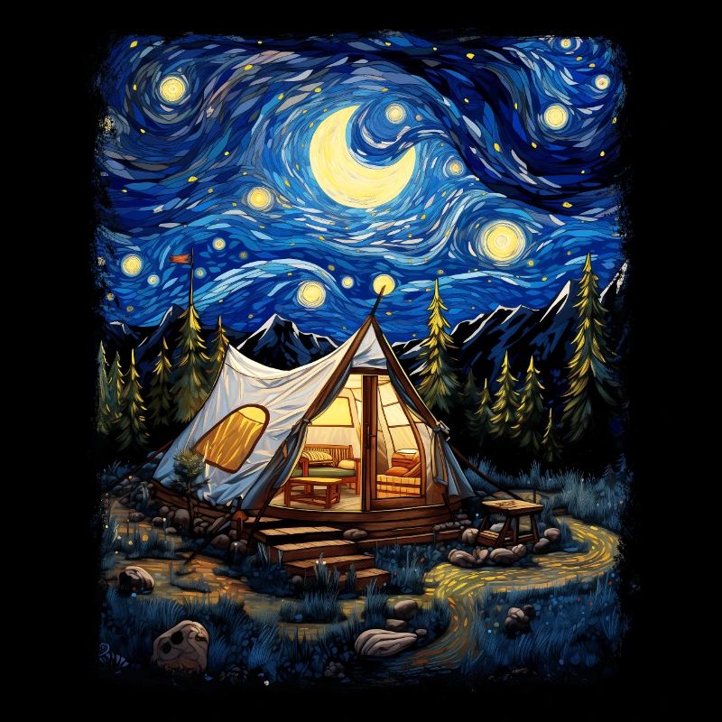 Glamping Glamper Camping Camper Starry Night Painter
