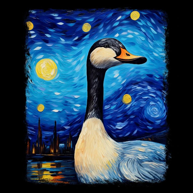 Gans Gänse Ente Sternennacht Gemälde