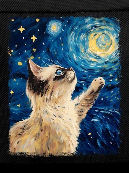 Birman Cat Starry Night Painting