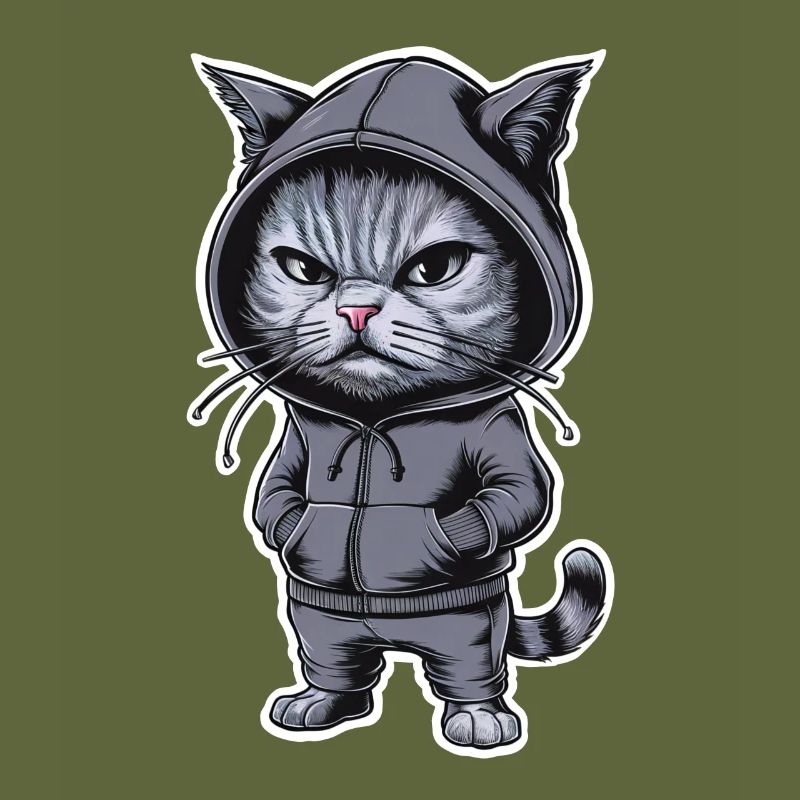 Chat en colère agacé dans un sweat à capuche élégant