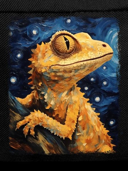 Crested Lizard Starry Night Painting