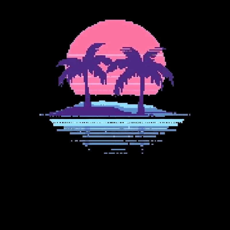 Vaporwave Synthwave Pixelart Palmiers Rétro Années 90