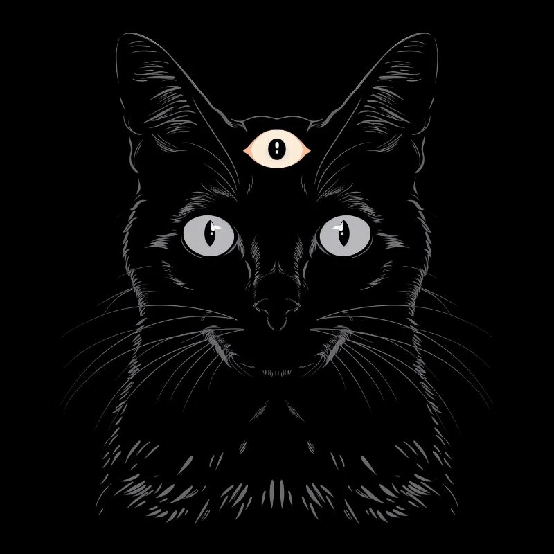 Weirdcore Ästhetik Schwarze Katze Drittes Auge Hex