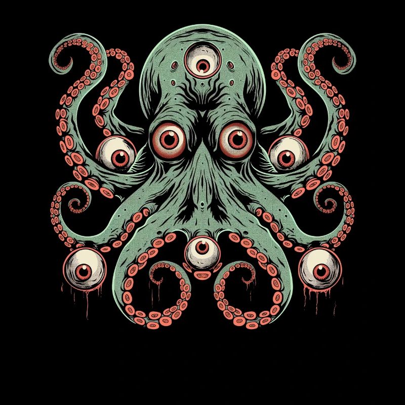 Weirdcore Ästhetischer Oktopus Augäpfel Cthulhu St