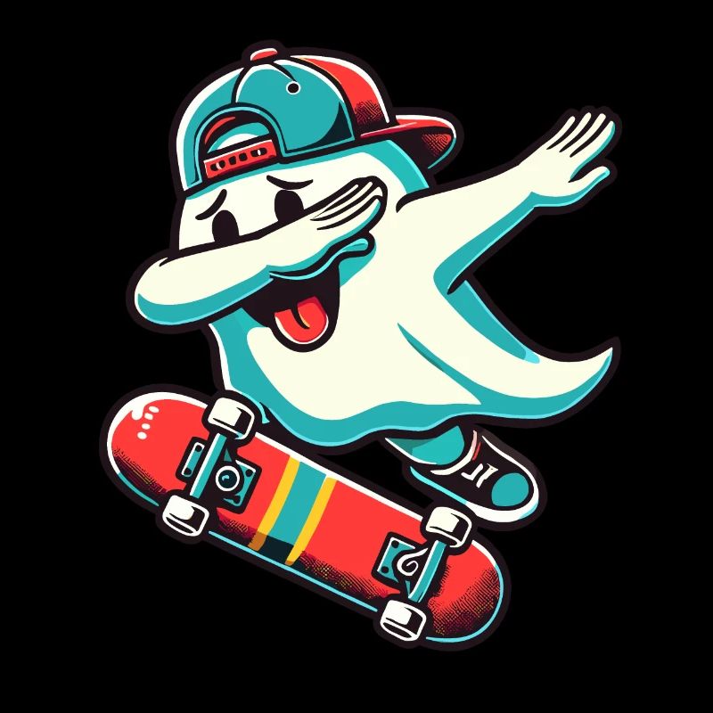 Skateboaring Dabbing Ghost Skateboard Dab