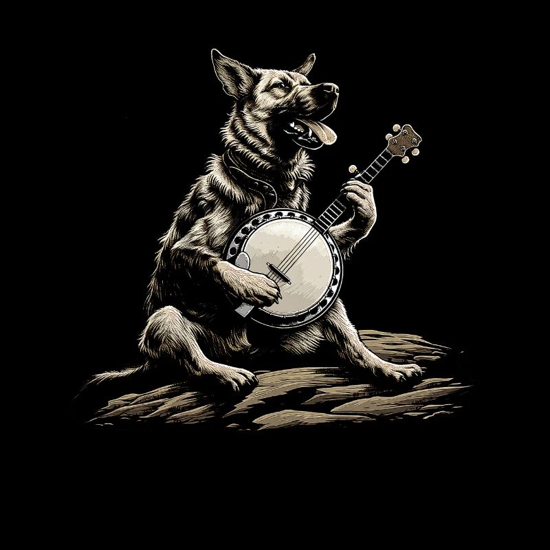 German Shepherd Bluegrass Banjo Player