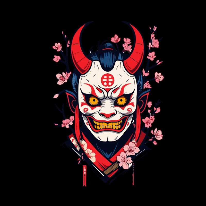 Oni Dämonen Maske Samurai Japanischer Geist
