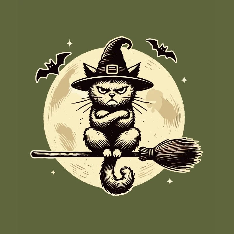 Drôle de sorcière chat magicien chat