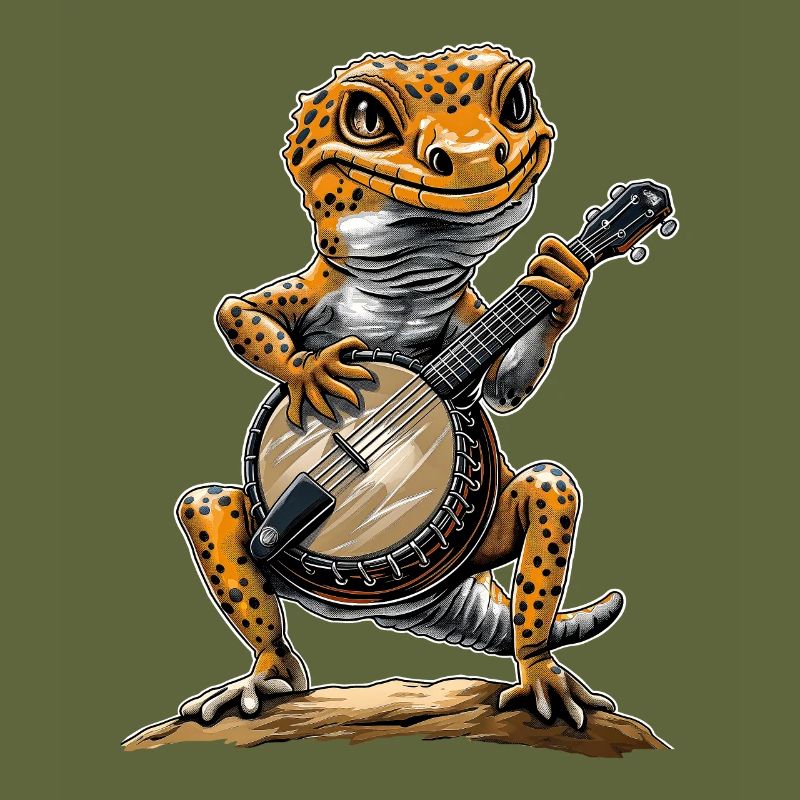 Leopard-Gecko-Eidechse Bluegrass-Banjo-Spieler