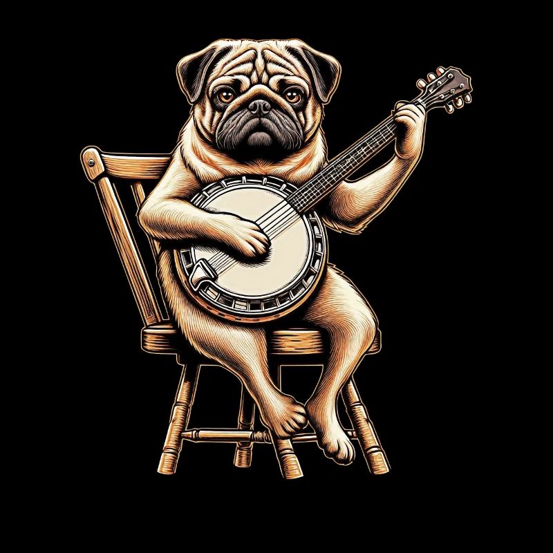 Pug Dog Bluegrass Banjo Player