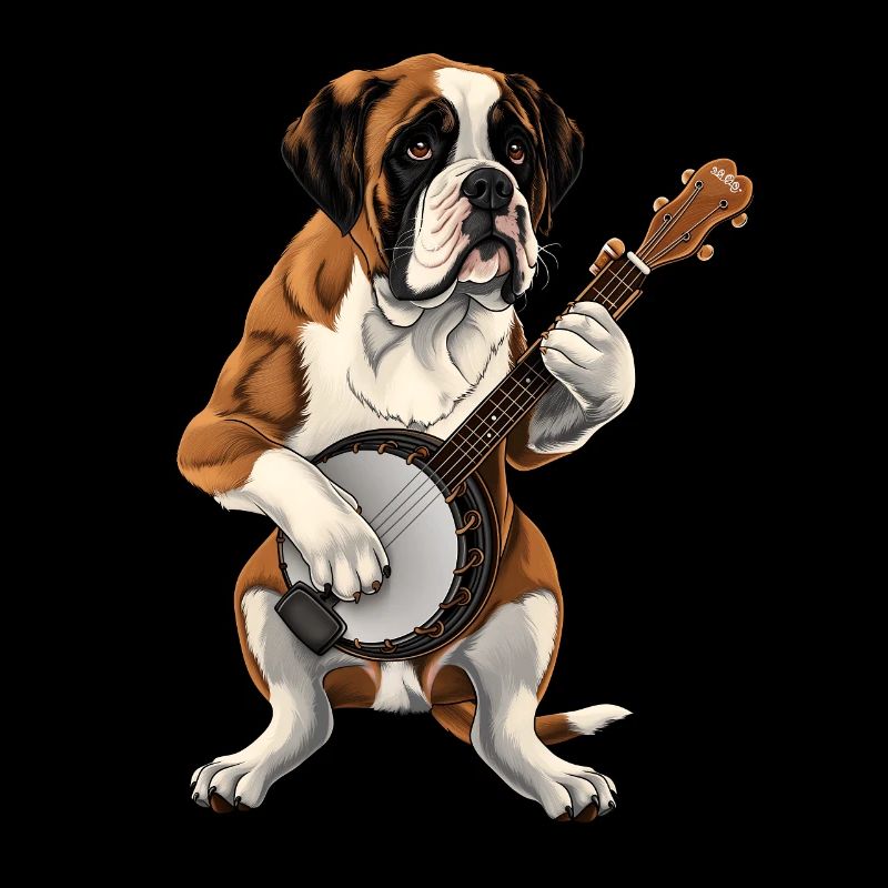 St. Bernard Dog Bluegrass Banjo Player