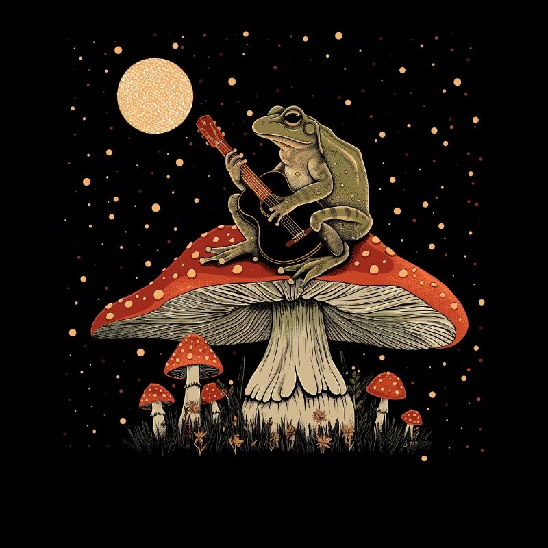 Cottagecore Aesthetic Frog Playing Guitar Pil