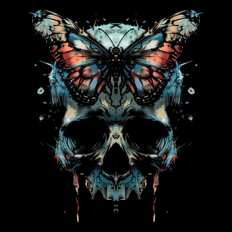 Weirdcore Aesthetics Skull Butterfly Strangeco