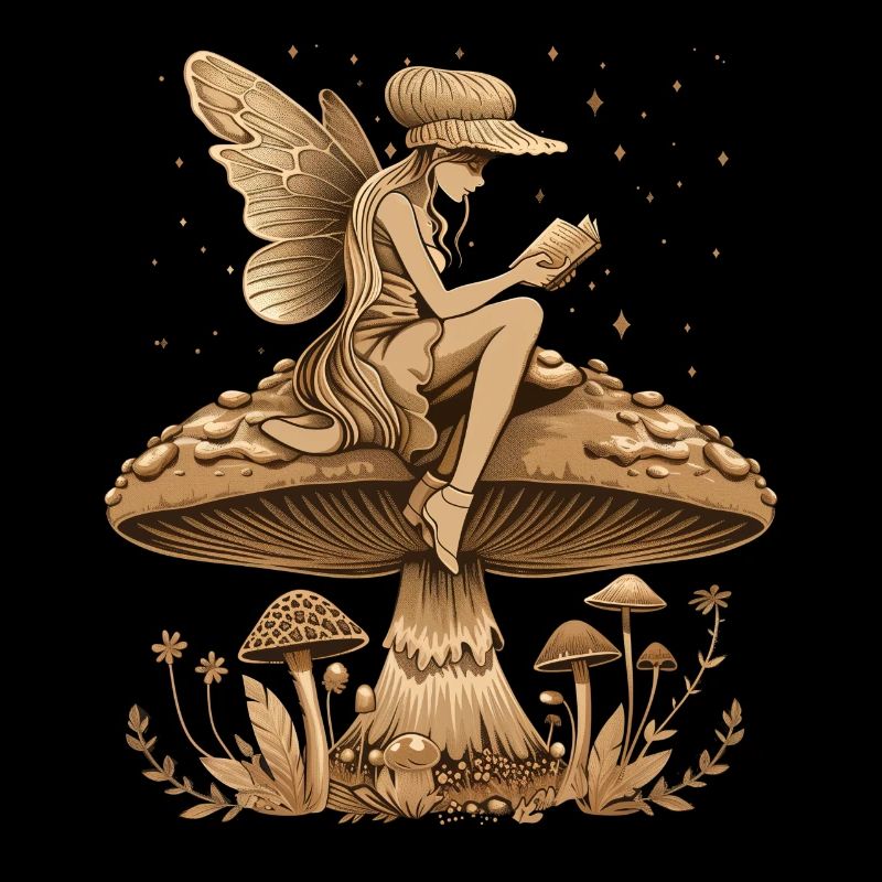 Cottagecore esthétique fée livre champignon sorcière fée