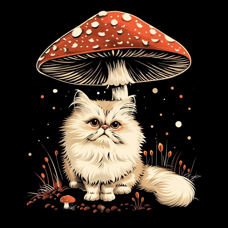 Cottagecore Esthétique Chat Persan Champignon Witchy Fl