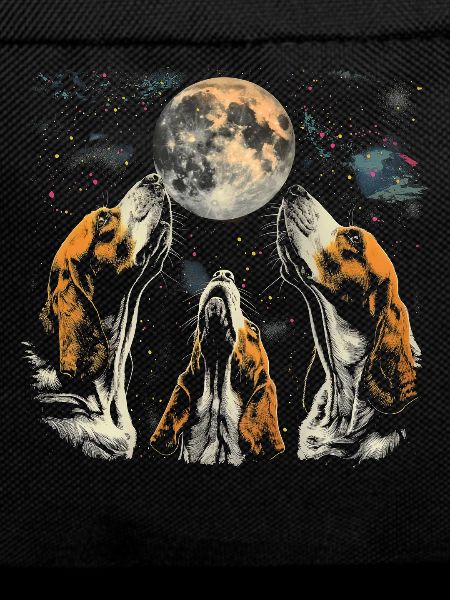 Basset Hound Dog Howling Moon