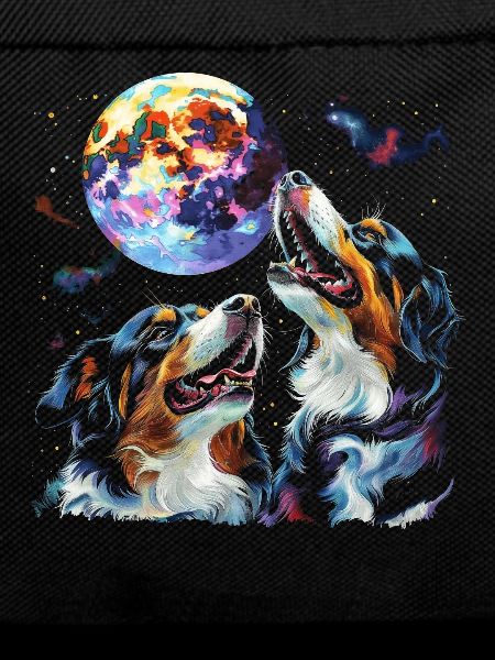 Bernese Mountain Dog Howling Moon