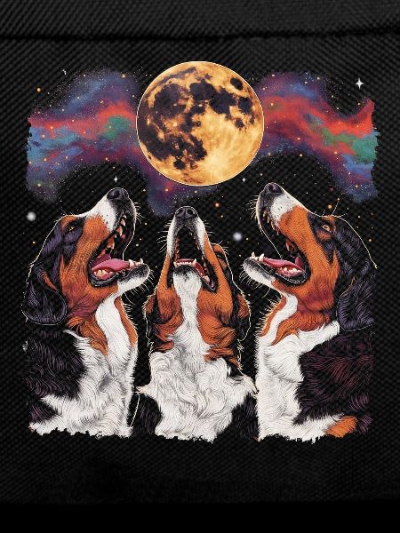 Bernese Mountain Dog Howling Moon