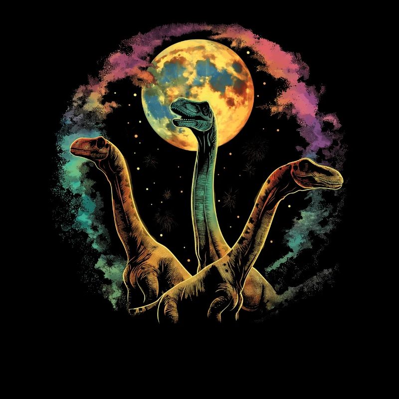 Brachiosaurus Dinosaur Howling Moon