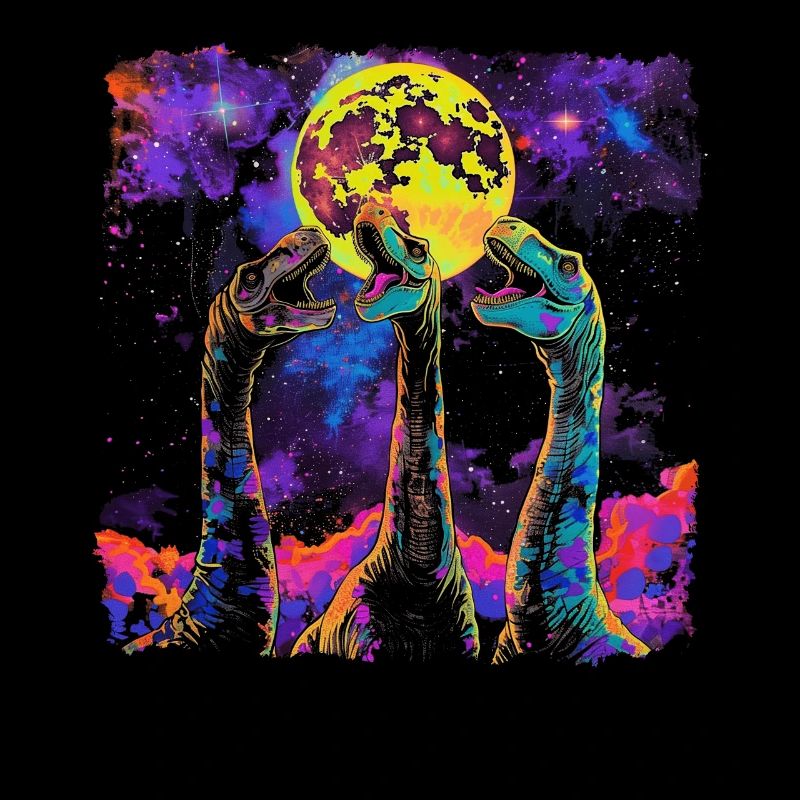 Brachiosaurus Dinosaur Howling Moon
