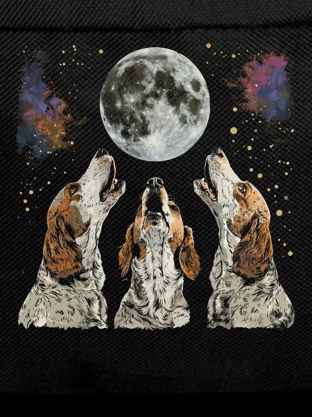 Brittany Spaniel Dog Howling Moon