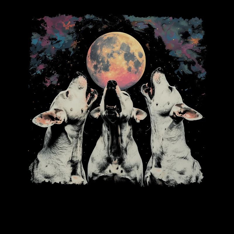 Bullterrier Hund Heulender Mond