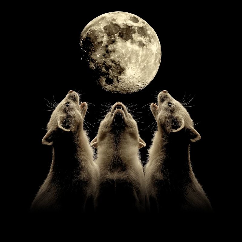 Ferret Pet Howling Moon