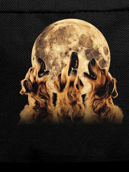 Golden Retriever Dog Howling Moon