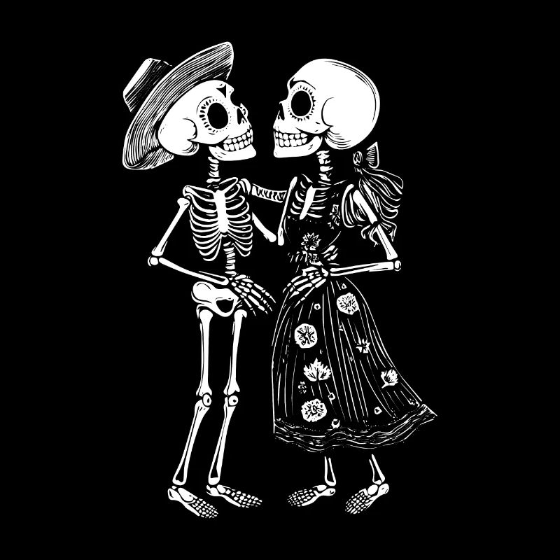 Dancing skeleton couple in Mexican style