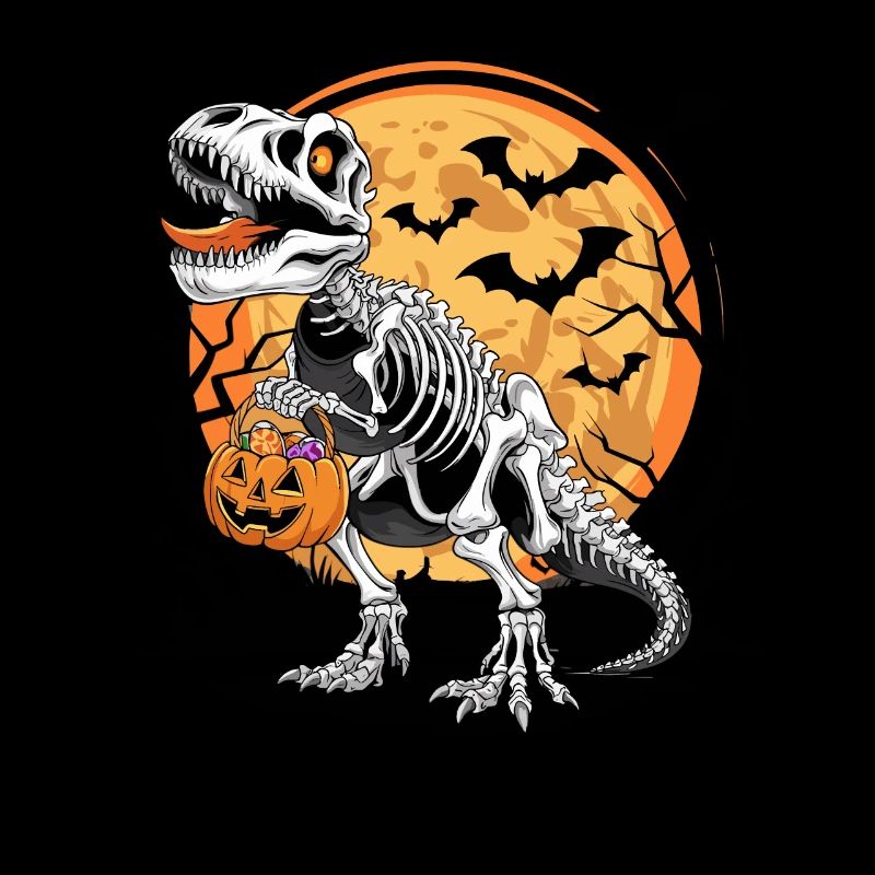 Halloween Skelett Dinosaurier mit Kürbis