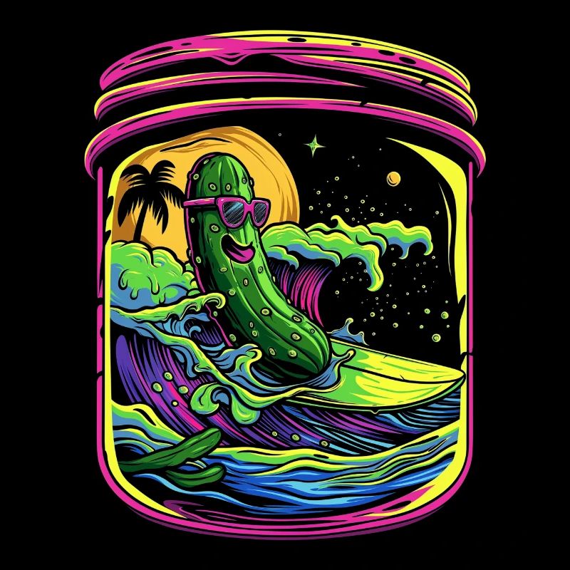 Cucumber Cucumber Dill Beach Surfing Sunglasses Pop Art