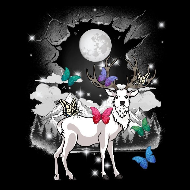 mystical deer deer roebuck full moon nature