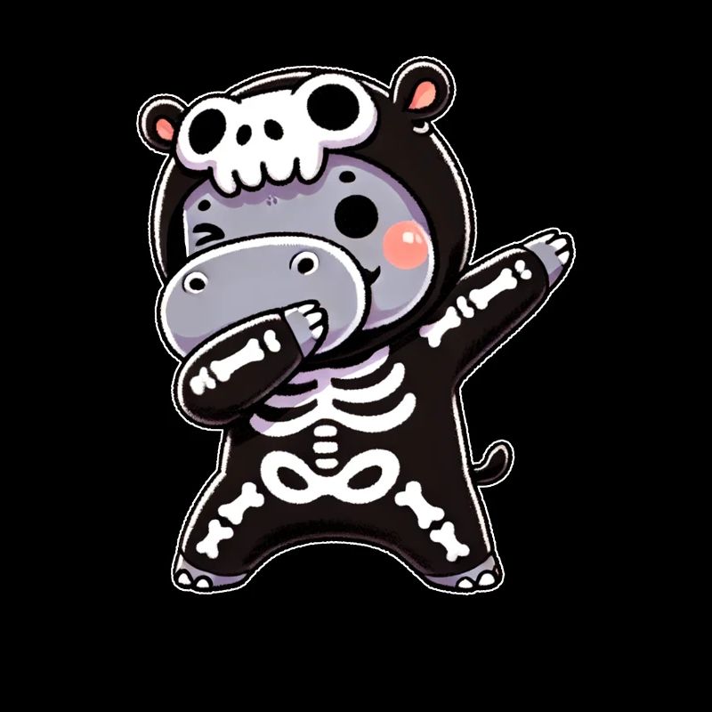 Halloween Skeleton Cute Hippopotamus Men