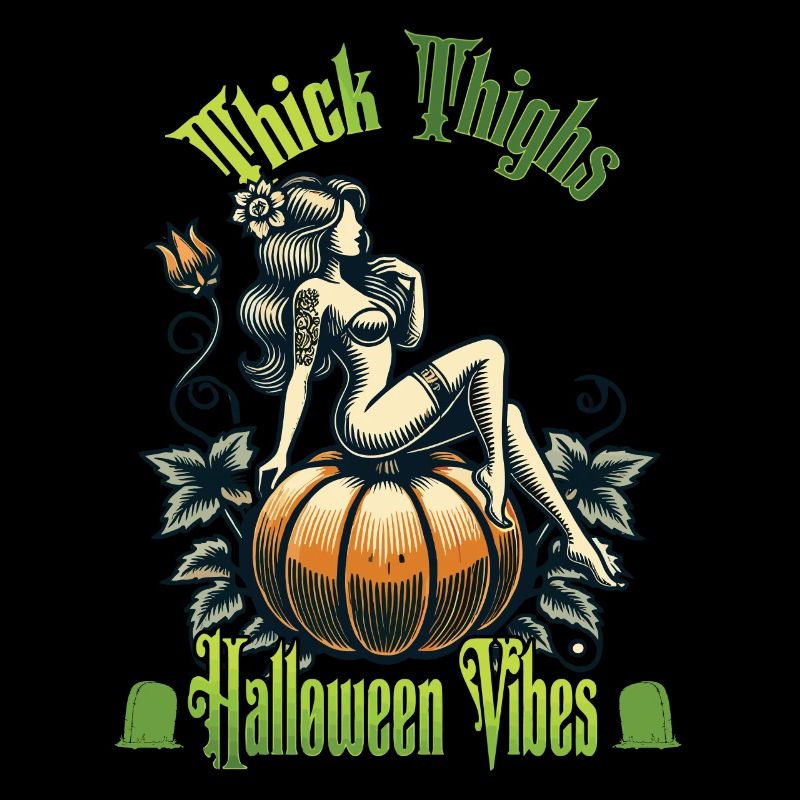 Drôle Halloween Thick Thighs Vibes