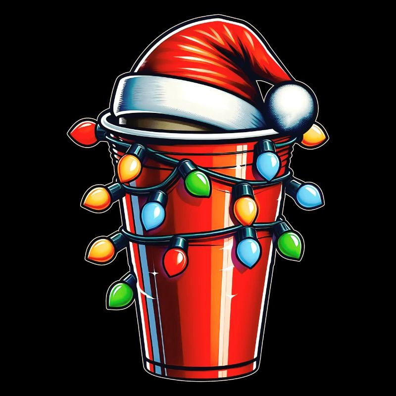 Red Beer Pong Cup Drinking Game Christmas Hat Xma