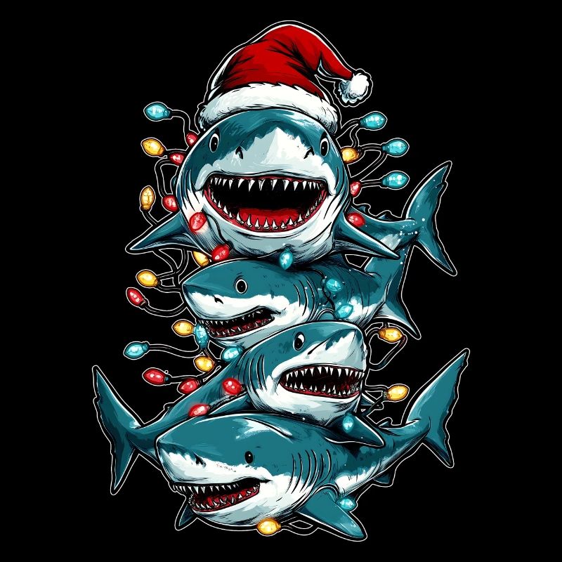 Shark Pile Christmas Hat Xmas