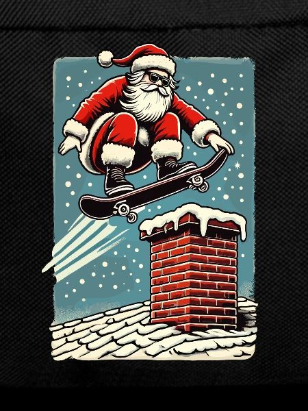 Christmas Skateboard Santa Claus Chimney