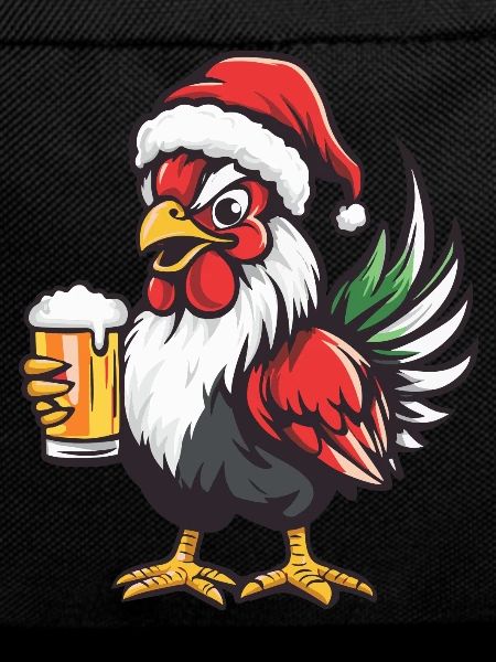 Rooster Christmas Beer Funny