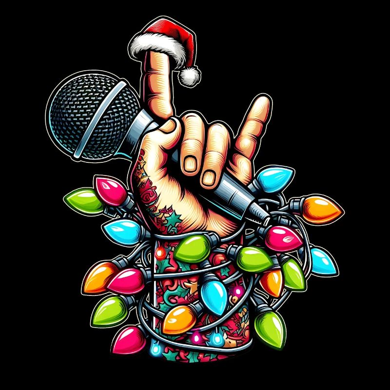 Chanteuse Chanteuse Microphone Musicien Chapeau de Noël