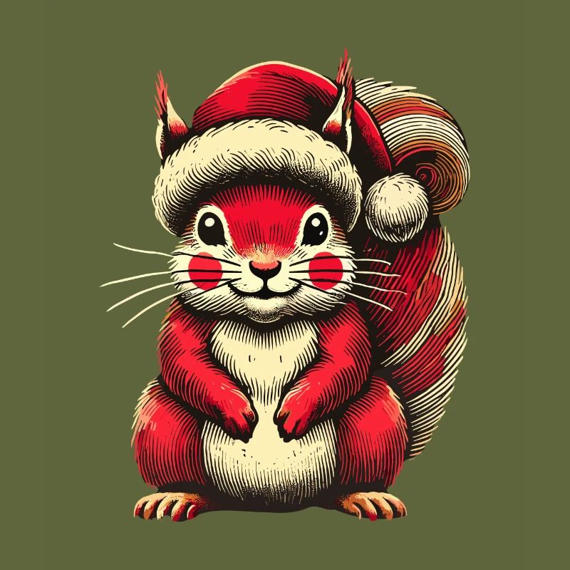 Écureuil mignon avec chapeau de Noël