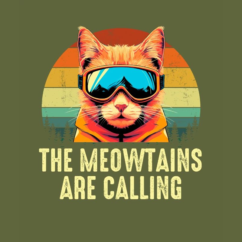 the meowtains are calling, funny skiing