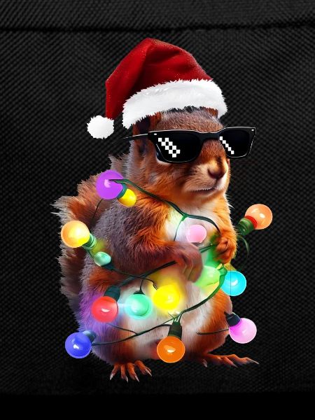 Christmas squirrel with fairy lights