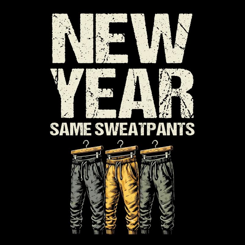 New Year Same Sweatpants, Humor New Year Mood