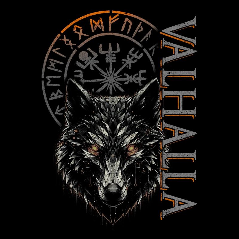 Valhalla Wolf Nordische Götter Wikinger Kompass