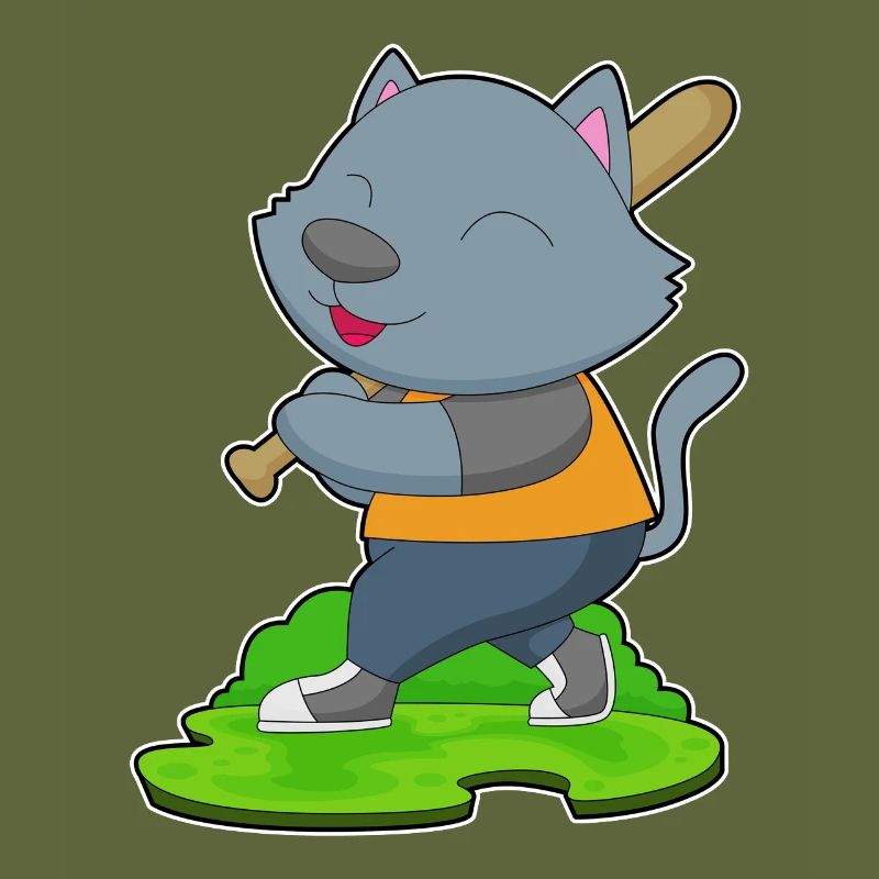 Cat Baseball Baseball Bat