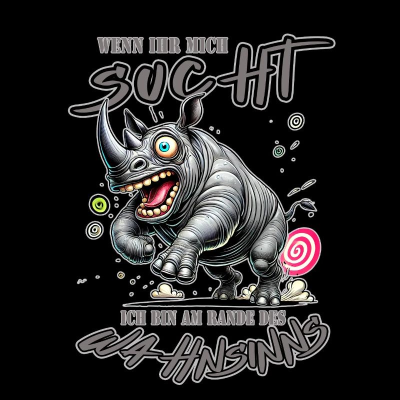 Crazy Nashorn am Rande des Wahnsinns Comic Stil