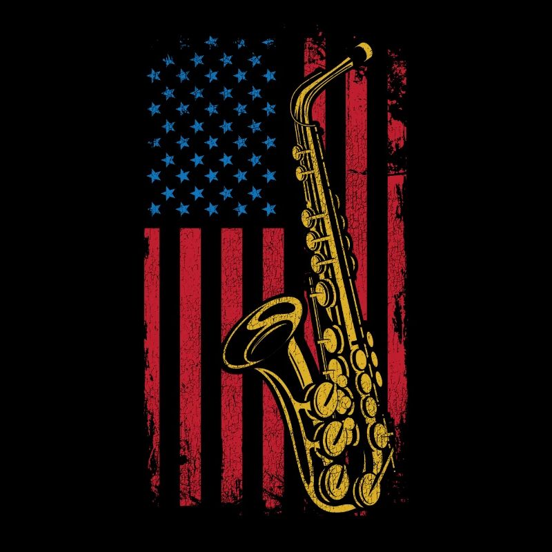 Saxophone American Flag